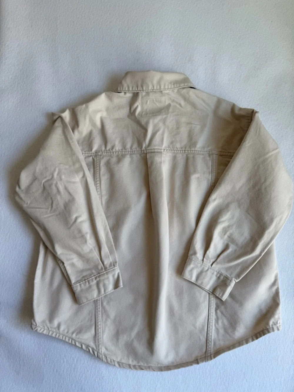 Levi’s Oversized Cream Denim Jacket Small Ivory Trucker Shacket Cotton Jean Coat - Picture 16 of 16